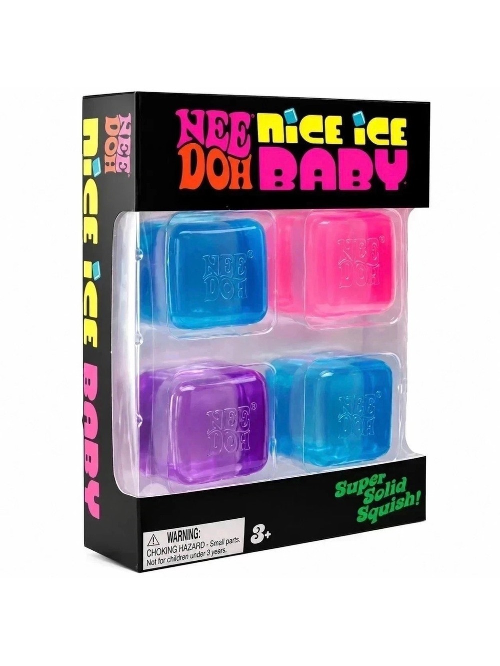 NeeDoh Nice Ice Baby 4-Pack Mini Cubes Authentic Squishy Fidget Stress Toy